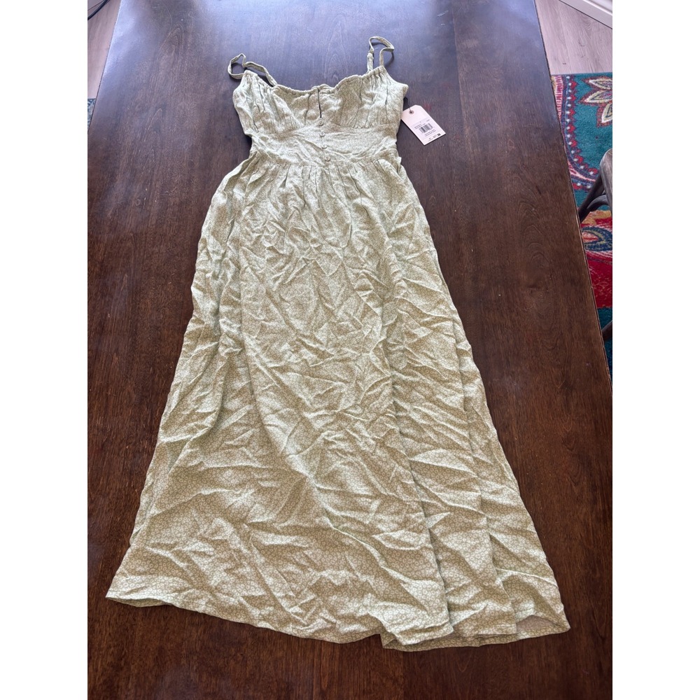 Billabong Texas Beach Midi Dress Sage Green Floral Smocked Back ABJWD00731 Small